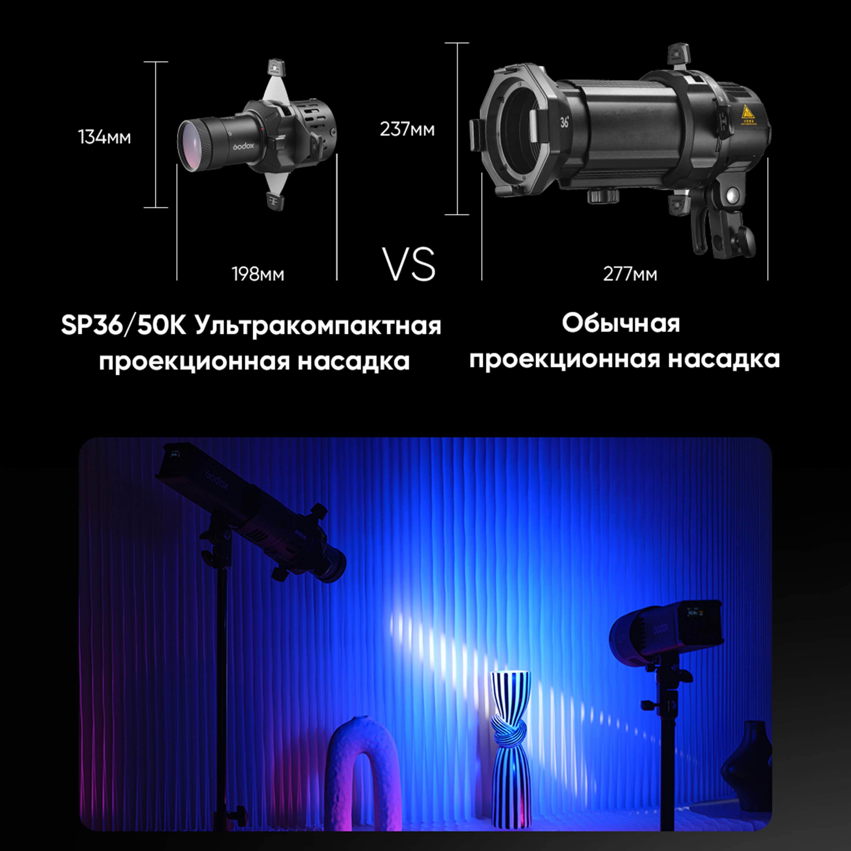 картинка Осветитель светодиодный Godox RS100Bi 1K. арт.33388 от магазина Ultra-mart