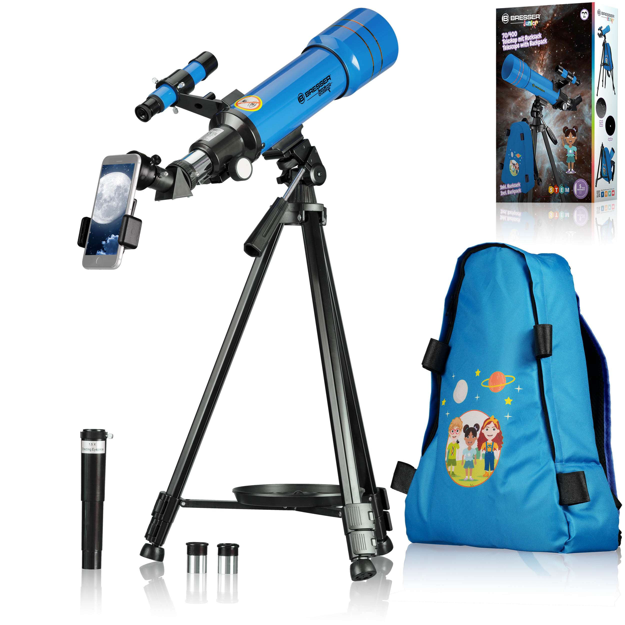 картинка Телескоп BRESSER JUNIOR 70/400 в синем рюкзаке (8850610WXH000) от магазина Ultra-mart