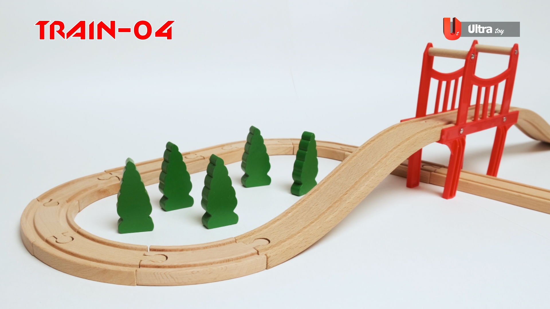 картинка Деревянная железная дорога UltraTOY Train-04 комплект (37 предметов) от магазина Ultra-mart